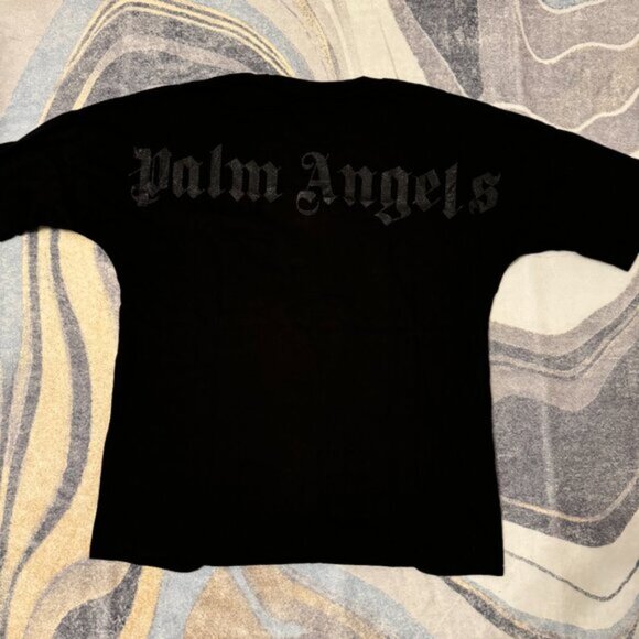 Palm Angels Black Oversized Logo T-Shirt Size Large - Picture 2 of 4